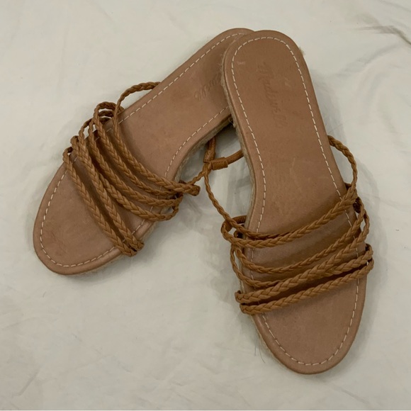 Madewell The Kathryn Espadrille Slide Sandal Braided Leather Tan Size 8.5 - Picture 1 of 13